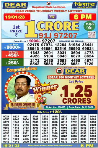 Nagaland State Lottery 19 tarik Result Today Live 1 PM, 6 PM, 8 PM Winners  List Check Out